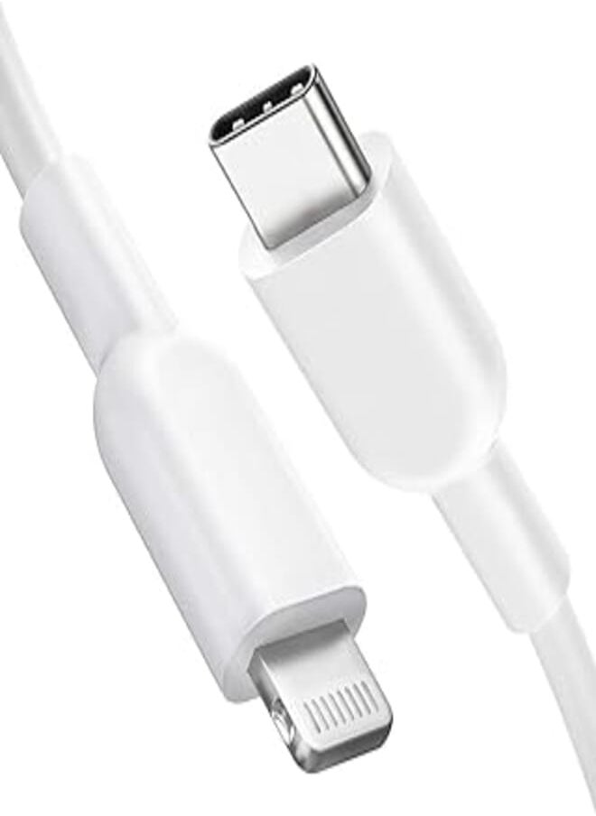 Generic - E11 Smile USB C to Lightning Cable, 18 W 6ft MFi Certified Fast Charging Syncing Cord, for iPhone 12/12 Mini/12 Pro/12 Pro Max/11 Pro/11 Pro Max/X/XS/XR/XS Max/8/8 Plus/iPad/AirPods, White - Image 1