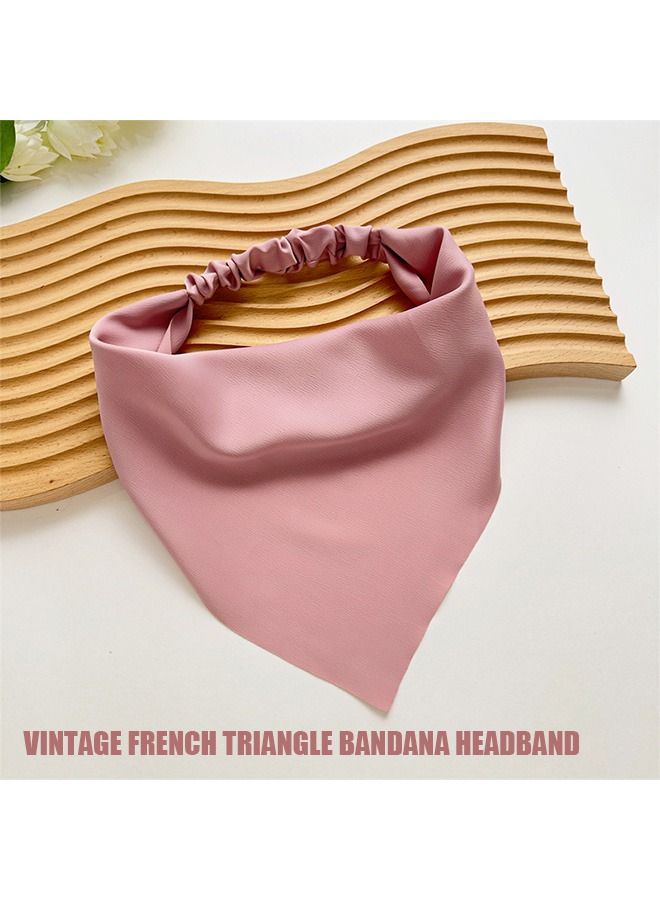 قطعتان من عصابة الرأس وشاح الشعر المزين بالزهور، إكسسوارات الشعر وشاح الرأس المثلث القطني الناعم، أوشحة بوهو باندانا للسيدات (وردي) - Image 4