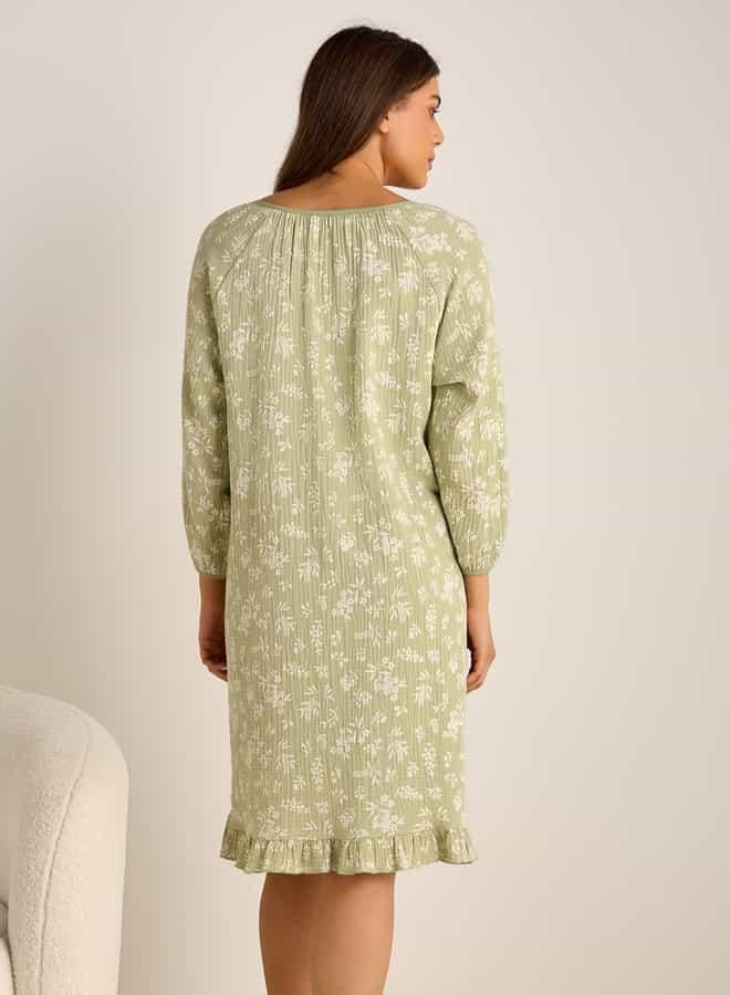 سبلاش فيڤ فستان حمل بطبعات زهور وأكمام طويلة - Image 4