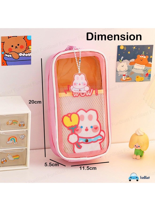 FunBlast Pouch for Kids & Adults - Pencil Case for Girls, Large Capacity Kawaii Pencil Case for Girls, Aesthetic Pouch, Multipurpose Pouch for School Stationary, Office, Travel (Pink) - Image 2