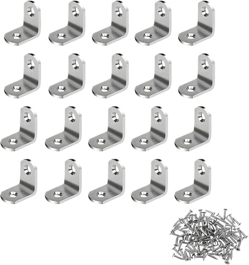 50 قطعة من أقواس الزاوية على شكل حرف L، مثبت بزاوية قائمة 90 درجة مع مسامير للأثاث وخزائن الكتب والرفوف - Image 4