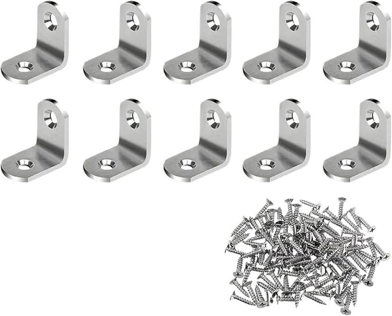 50 قطعة من أقواس الزاوية على شكل حرف L، مثبت بزاوية قائمة 90 درجة مع مسامير للأثاث وخزائن الكتب والرفوف - Image 2