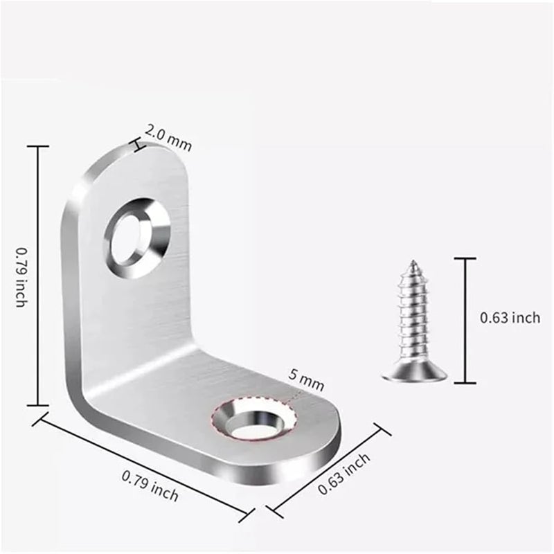 50 قطعة من أقواس الزاوية على شكل حرف L، مثبت بزاوية قائمة 90 درجة مع مسامير للأثاث وخزائن الكتب والرفوف - Image 3