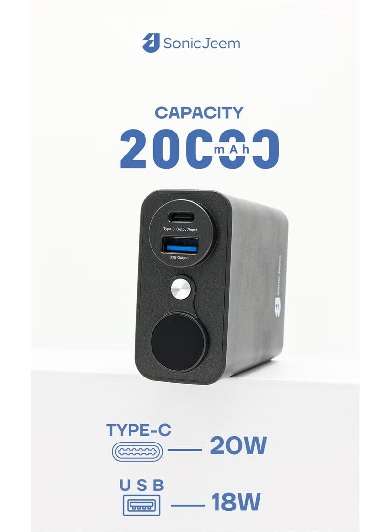 SONIC JEEM Sonic Gym Power Bank 20000mAh with Digital Display, Supports Fast Charging, Small Size and Lightweight - Image 2