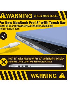 iBenzer IBENZER Compatible with 2023 2022 M2 MacBook Pro 13 Inch Case 2021-2016 M1 A2338 A2289 A2251 A2159 A1989 A1706 A1708, Hard Shell Case & Keyboard Cover for Mac Pro 13, Serenity Blue,T13SRL+1A  - Image 5