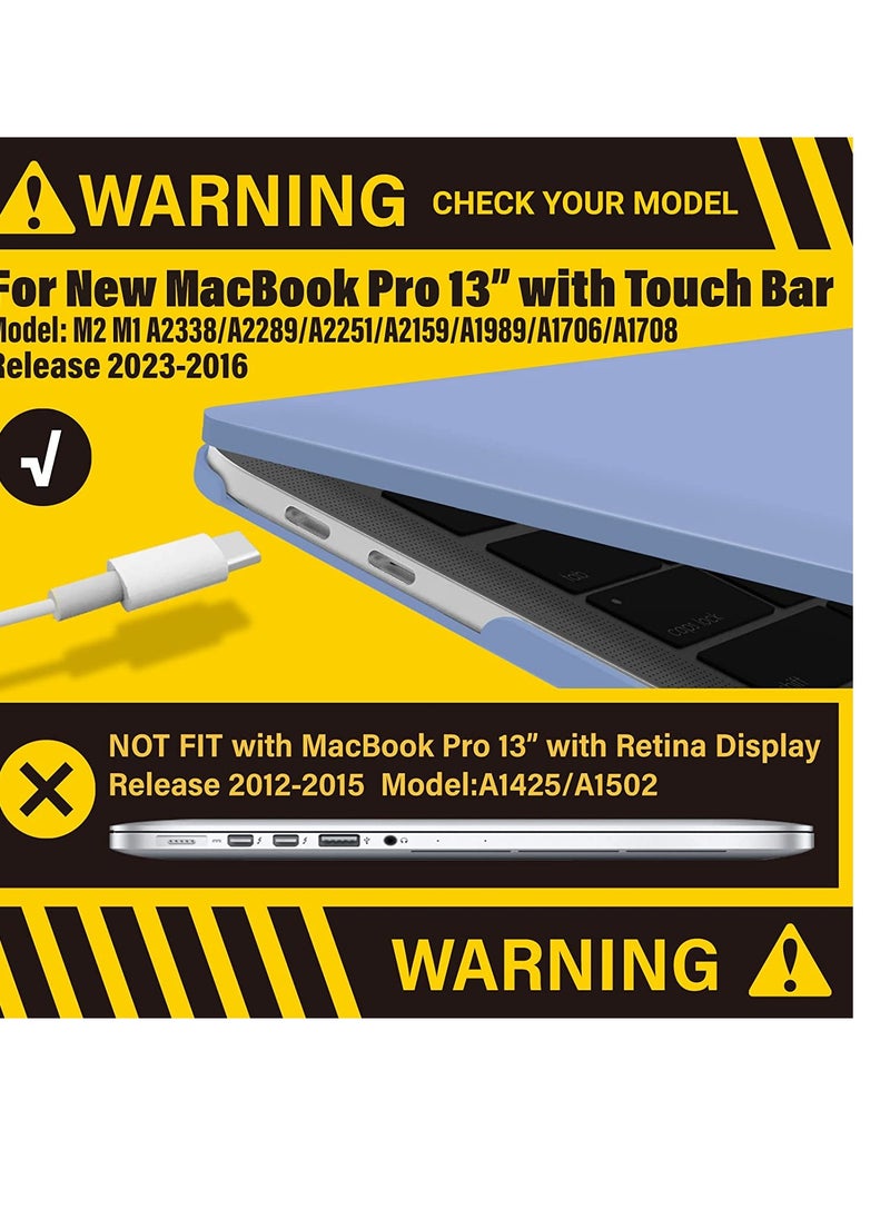 iBenzer IBENZER Compatible with 2023 2022 M2 MacBook Pro 13 Inch Case 2021-2016 M1 A2338 A2289 A2251 A2159 A1989 A1706 A1708, Hard Shell Case & Keyboard Cover for Mac Pro 13, Serenity Blue,T13SRL+1A  - Image 5