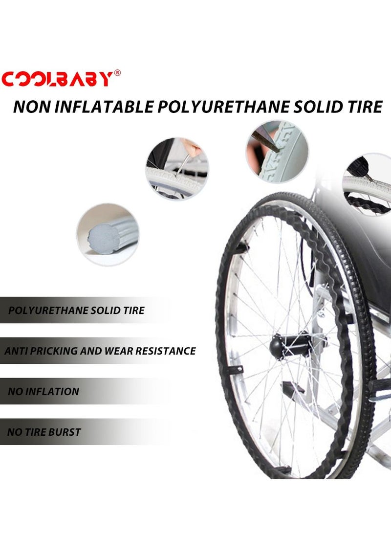 Cool Baby - COOLBABY lightweight folding aluminum manual wheelchair thickened elderly medline wheelchairs adjustable seat cushion, with handbrakes. - Image 1