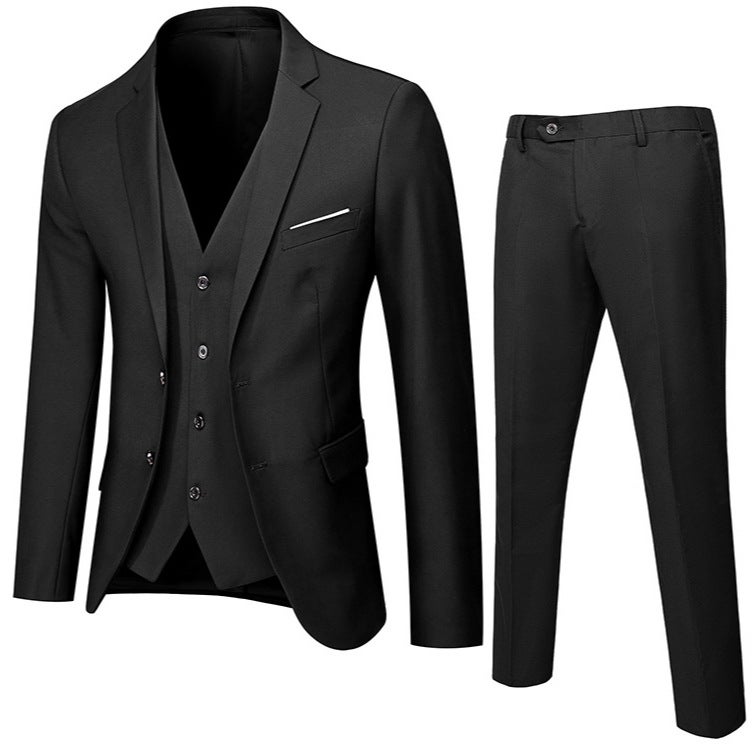 Spring Suit Suit Men'S Korean-Style Slim-Fit Three-Piece Suit Best Man Business Casual Suit Professional Formal Wear - Image 3