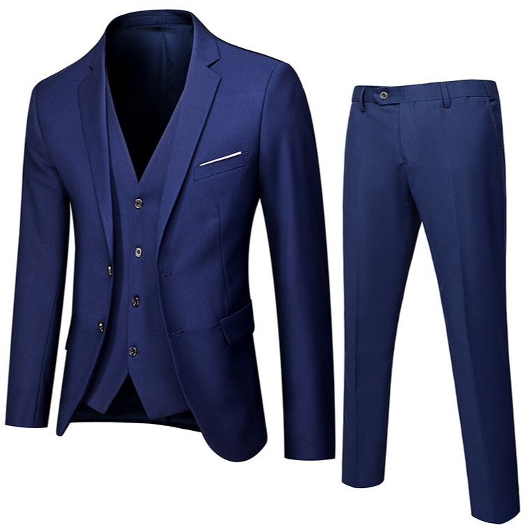Spring Suit Suit Men'S Korean-Style Slim-Fit Three-Piece Suit Best Man Business Casual Suit Professional Formal Wear - Image 2