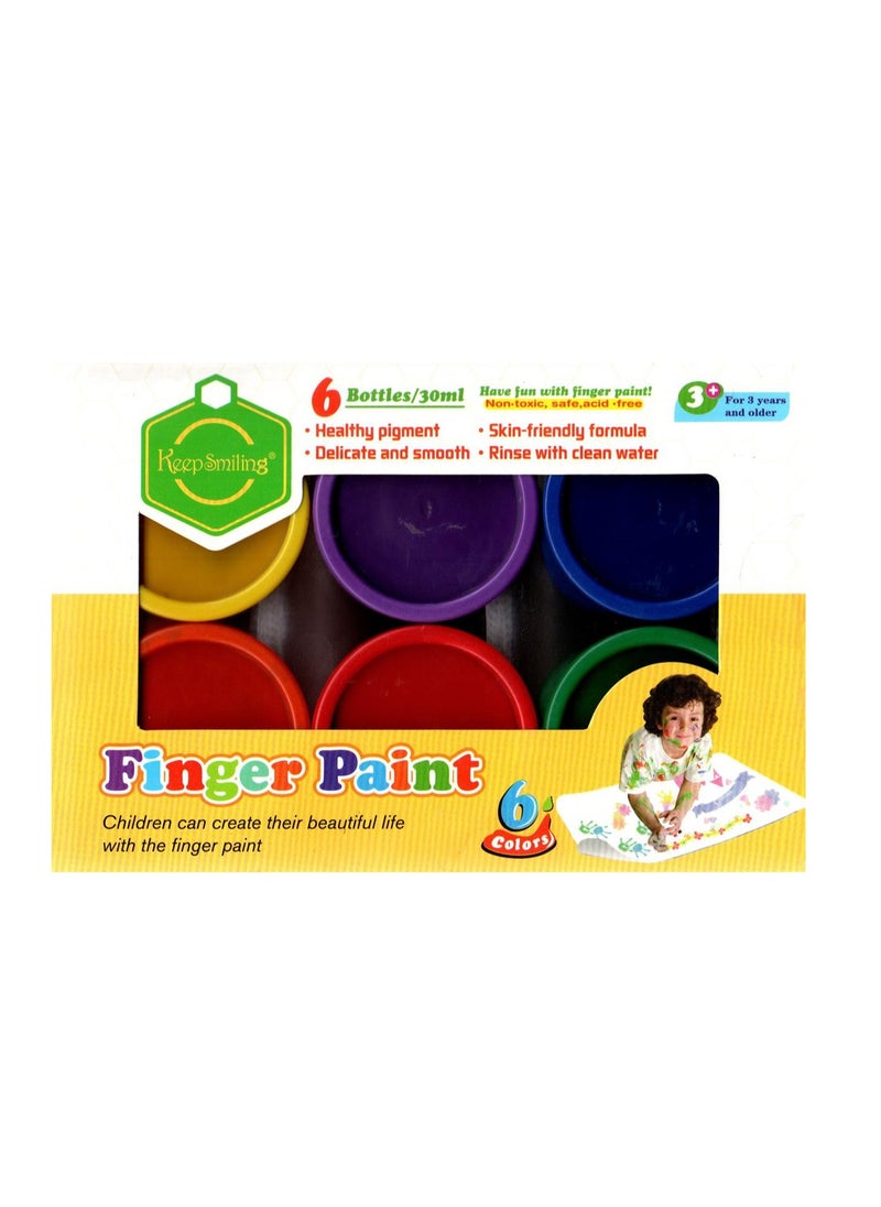 Keep Smiling Keep Smiling 6 Color Non-toxic Washable Kids Finger Paints  - Image 1
