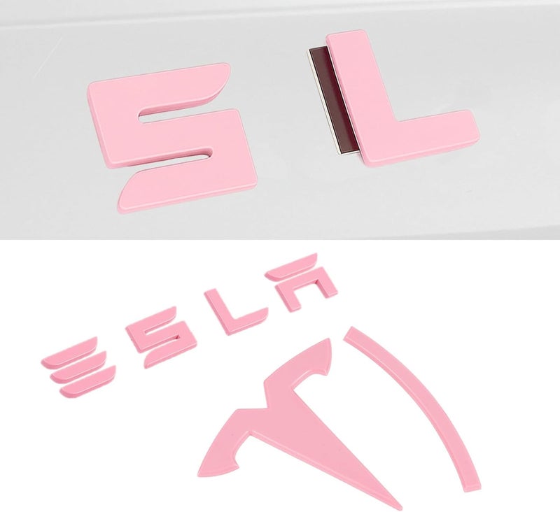 Nanaholy أغطية شعار 2026 لسيارة Tesla Model 3 Highland ملحقات 2025 2024 أغطية الشعار الأمامي والخلفي، بدون إزالة الشارة، ملصقات ABS 2 قطعة وردي (وردي لامع، Model 3 Highland 2024+) تصميم بسيط عالمي - Image 1