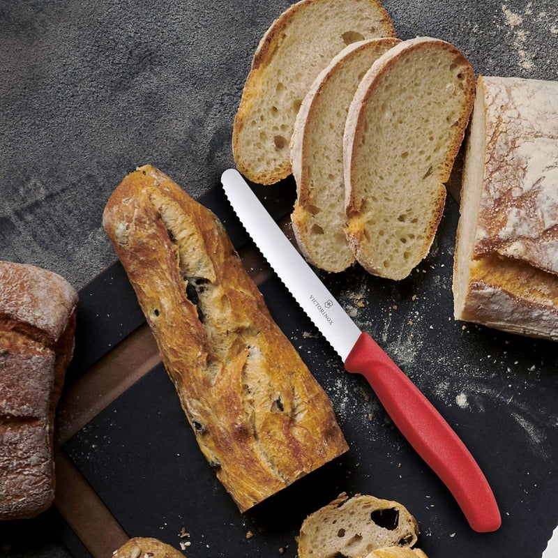 Victorinox Serrated Edge Kitchen Knife, Red, 11 cm - Image 5