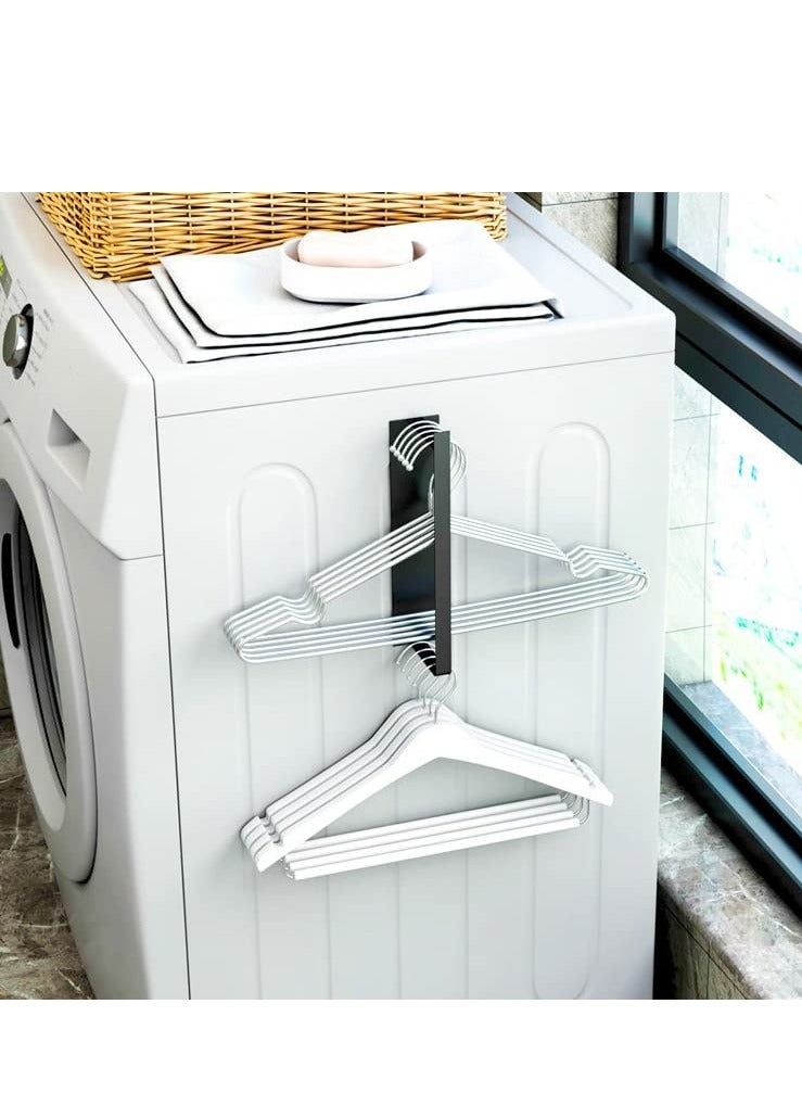 SYOSI منظم شماعات SYOSI، رف تخزين شماعات لغسالة الملابس، رف تخزين شماعات مثبت مغناطيسي على الحائط، مكدس شماعات لغرفة الغسيل، توفير مساحة تخزين شماعات الملابس باللون الأسود - Image 1