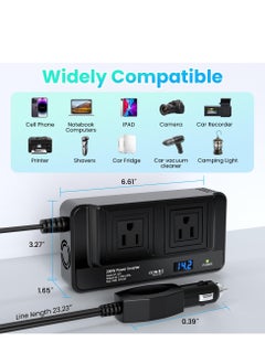 Angmei 200W Car Power Inverter Converter Inverter DC 12V to AC 230V Ports Fast Charging Car Charger Adapter with 2 Sockets and 4 USB for Business Trips and Vacation  - Image 2