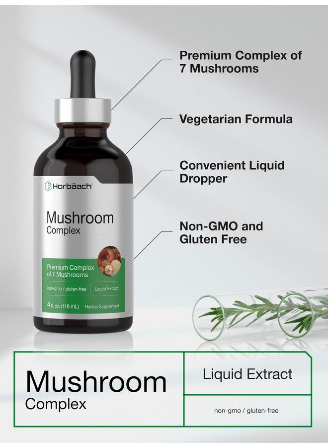 Horbäach Mushroom Complex Liquid Extract | 4 FL Oz Tincture Drops | 7 Premium Mushrooms | Maitake, Shiitake, Reishi, Chaga, Cordyceps, Lion's Mane & Oyster Mushrooms | Vegetarian, Non-GMO, Gluten Free - Image 4