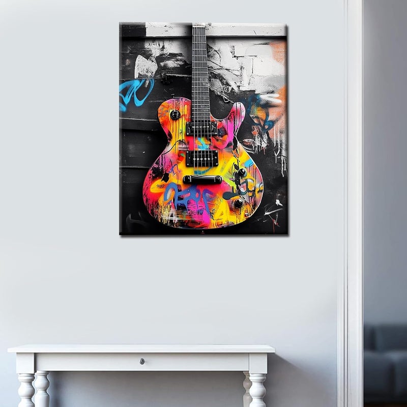 Tucocoo Graffiti Style DIY Oil Paint by Numbers for Adults Beginners Without Frame Cool Guitar Painting by Number on Canvas with Brushes and Acrylic Pigment Easy to Paint for Home Decor Gift 16 x 20inch - Image 2