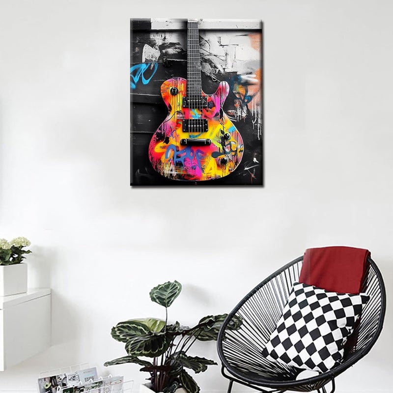 Tucocoo Graffiti Style DIY Oil Paint by Numbers for Adults Beginners Without Frame Cool Guitar Painting by Number on Canvas with Brushes and Acrylic Pigment Easy to Paint for Home Decor Gift 16 x 20inch - Image 3