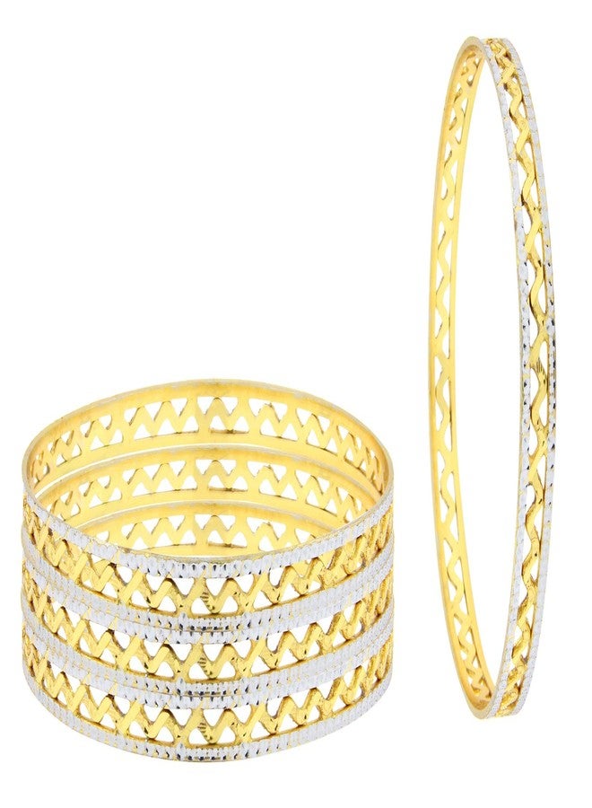 ZIVOM® Waves 22K Gold Rhodium Plated Two Tone Bangle Set Of 4 For Women Gift - Image 1