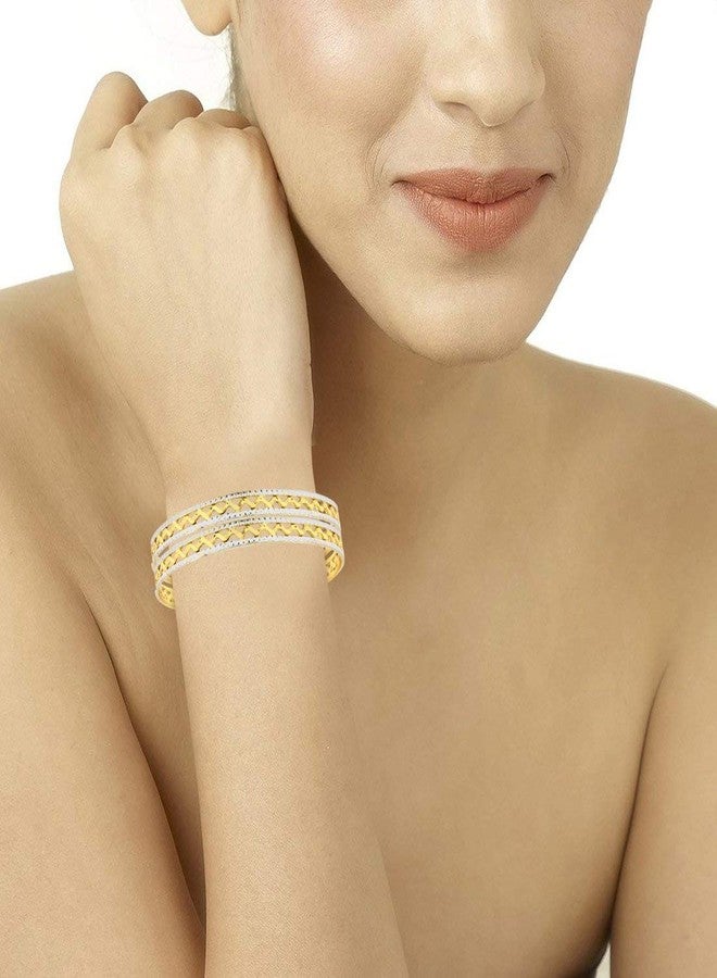 ZIVOM® Waves 22K Gold Rhodium Plated Two Tone Bangle Set Of 4 For Women Gift - Image 5