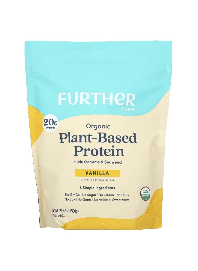 Further Food Further Food, Organic Plant-Based Protein + Mushrooms & Seaweed, Vanilla, 20.46 oz (580 g)  - Image 1