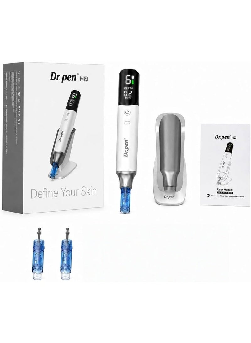 Dr pen Dr. Pen M9 New Professional Electric Microneedling Device: 6-speed adjustable LCD display, skin texture repair pen, includes 2 original needles, travel-friendly high-end personal care device. - Image 1
