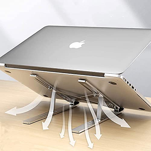 VDHJA 6 Angle Aluminum Laptop Stand Portable Adjustable Ventilated Aluminium Tabletop Laptop Stand with 6 Angles MultiAngle Compatible for MacBook Air Pro HP Lenovo Dell Other 10156 Silver - Image 3