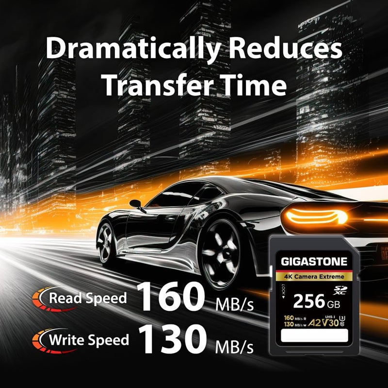 Gigastone 256GB SD Card, Camera Extreme, A2 V30 U3 SDXC Memory Card High Speed UHD Video Compatible with Canon Nikon Sony Digital Camera, with 1 Mini case - Image 2