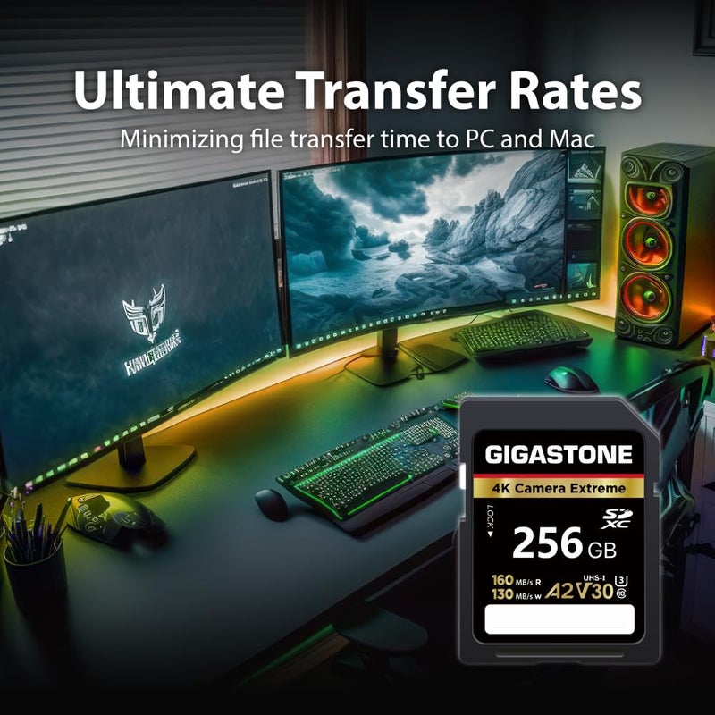 Gigastone 256GB SD Card, Camera Extreme, A2 V30 U3 SDXC Memory Card High Speed UHD Video Compatible with Canon Nikon Sony Digital Camera, with 1 Mini case - Image 5