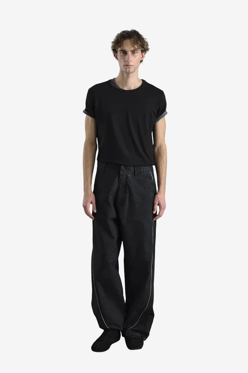 Giesto GIESTO Contrast Binding Detailed Baggy Ripstop Pants