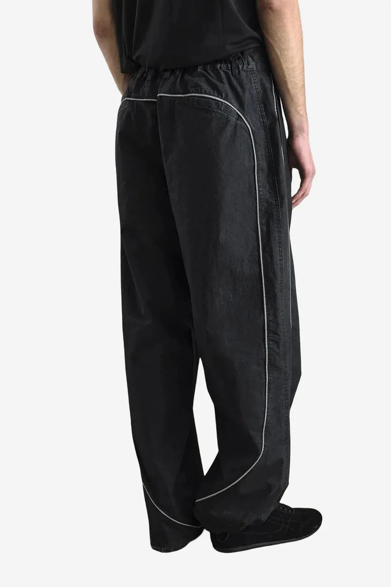 Giesto Black GIESTO Contrast Binding Detailed Baggy Ripstop Pants for Men | Best Price UAE