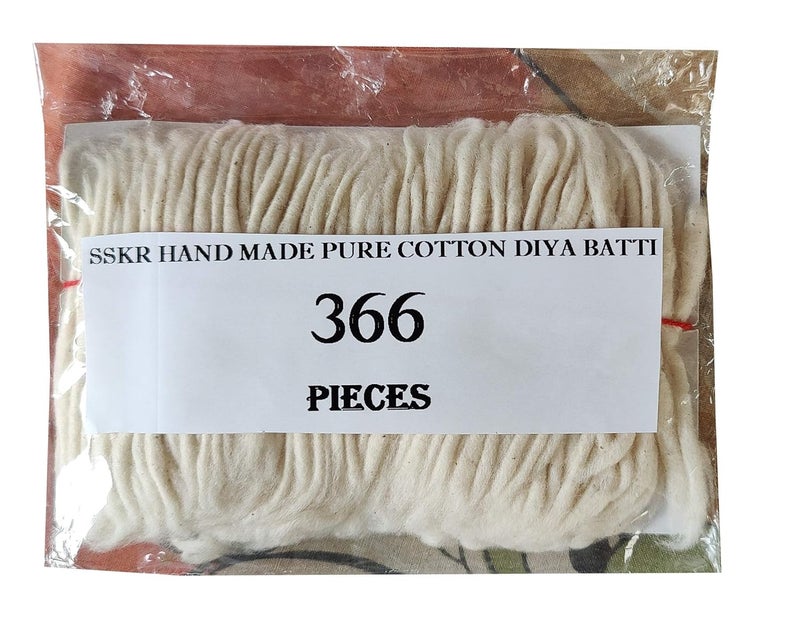 SSKR SSKR Pure White Home Made Cotton Wicks Diya Baati White 366 Pieces  - Image 1