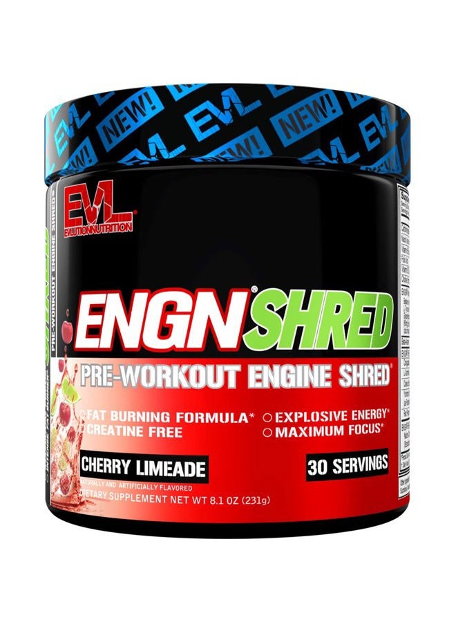 Evlution EVL Ultimate Pre Workout Powder - Thermogenic Fat Burner Preworkout Powder Drink for Lasting Energy Focus and Stamina - ENGN Shred Intense Fat Burning Creatine Free Preworkout Drink - Cherry Limeade - Image 1