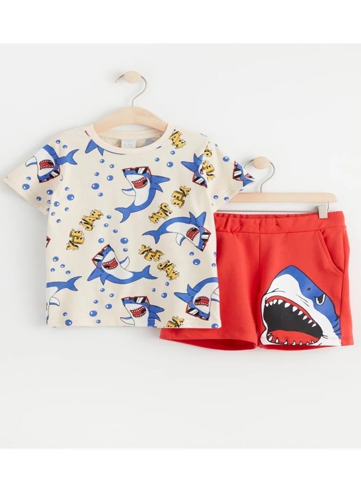 Boys Summer Short Sleeve Shorts Two-piece Set - Image 1