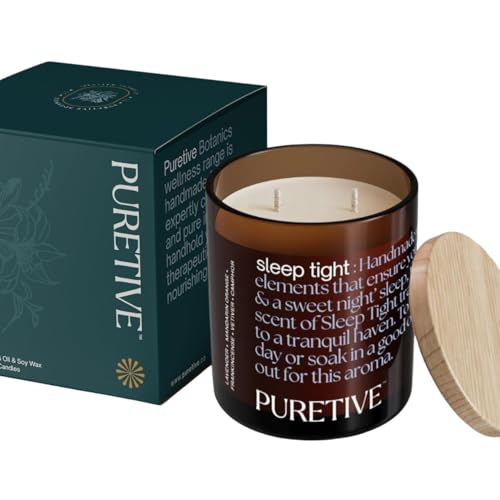 Puretive Notes by Puretive Sleep Tight Scented Candle – Lavender, Vetiver, Cedarwood & Orange | 100% Soy Wax & Essential Oils | Up to 35 hrs Burn Time | Home Décor & Gifting - Image 1