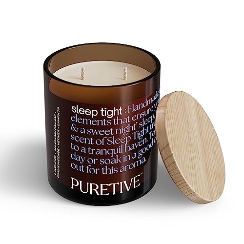 Puretive Notes by Puretive Sleep Tight Scented Candle – Lavender, Vetiver, Cedarwood & Orange | 100% Soy Wax & Essential Oils | Up to 35 hrs Burn Time | Home Décor & Gifting - Image 2