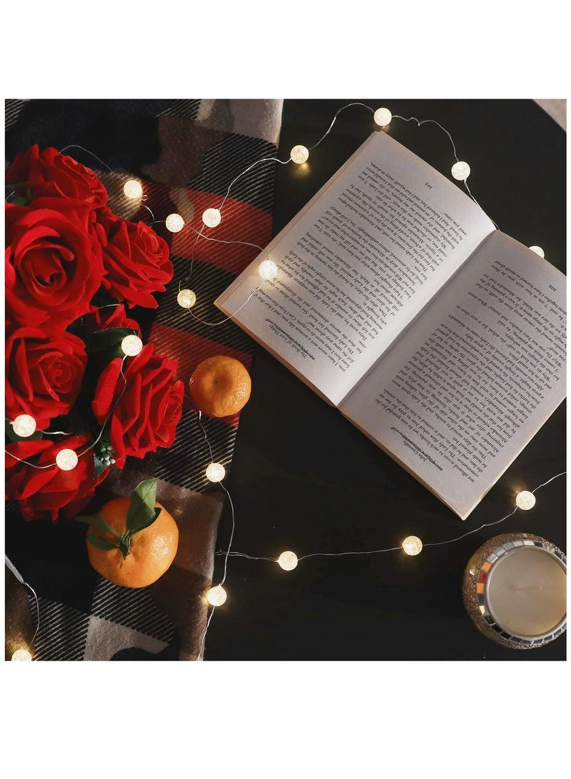 SYOSI Decorative Lights String Globe String Lights for Bedroom Decorative Lights, Crystal Crackle Ball Lights 5m 50 LED Soft White Battery Operated Fairy Lights Perfect for Valentine's Day - Image 5