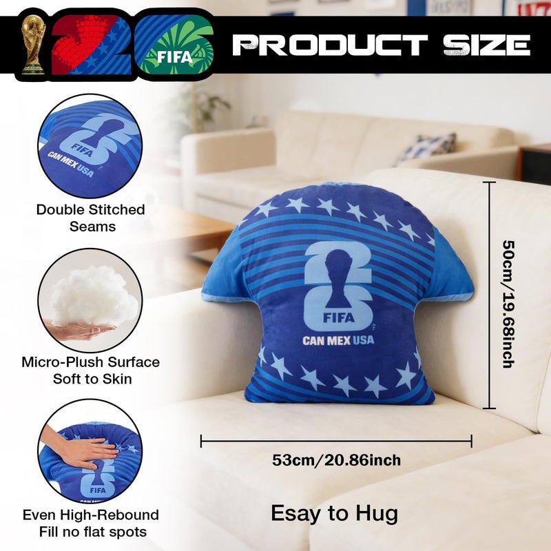 MESUCA FIFA World Cup 2026 Pillow - Official FIFA World Cup 2026 Merchandise - FIFA Jersey Plush Throw Pillow Soccer Collectible Gift for Fans(Blue-Jersey) - Image 2