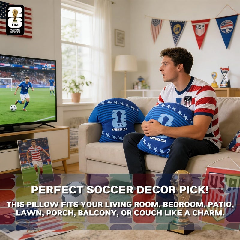 MESUCA FIFA World Cup 2026 Pillow - Official FIFA World Cup 2026 Merchandise - FIFA Jersey Plush Throw Pillow Soccer Collectible Gift for Fans(Blue-Jersey) - Image 3