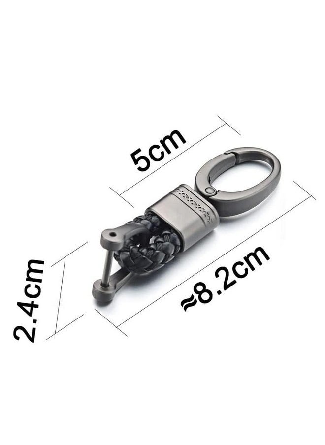 CONTACTS Contacts Black Braided Keychain Leather Strap Keyring Accessories PU Rope Hook Keyring with Zinc Alloy (Pack of 1)  - Image 5