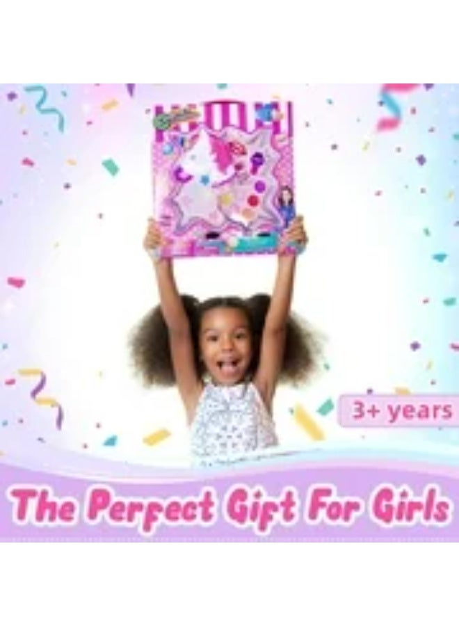 MUMS PLANET Unicorn Kids Makeup Kit Bag Star for Girl Real Washable Makeup Kit for Little Girls over 8 Year Old Girls Makeup Set with Cute Princess Cosmetic Purse Girls - Children's makeup bag  - Image 3