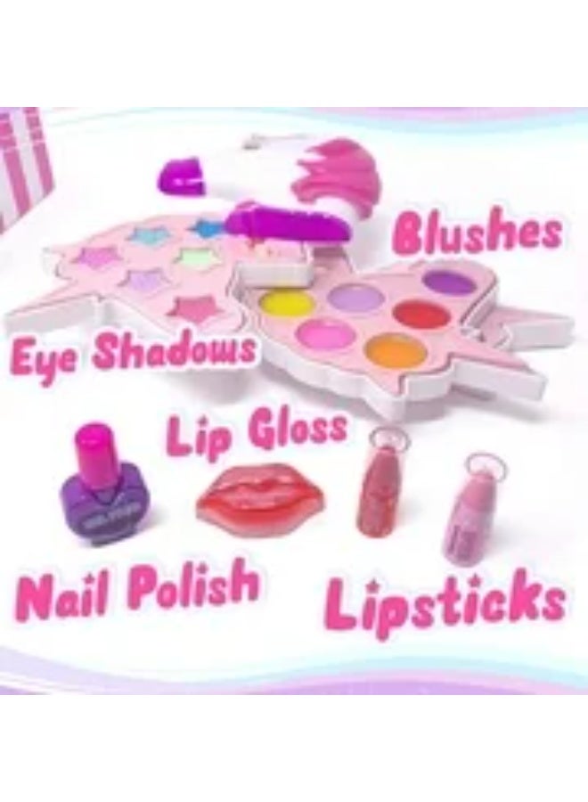 MUMS PLANET Unicorn Kids Makeup Kit Bag Star for Girl Real Washable Makeup Kit for Little Girls over 8 Year Old Girls Makeup Set with Cute Princess Cosmetic Purse Girls - Children's makeup bag  - Image 4