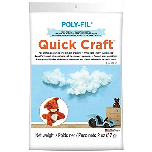 Poly-Fil Fairfield Poly-Fil Quick Craft Fiberfill, Polyester Stuffing for Projects, Crafts, and Costumes, Washable, 2-Ounce Bag - Image 3