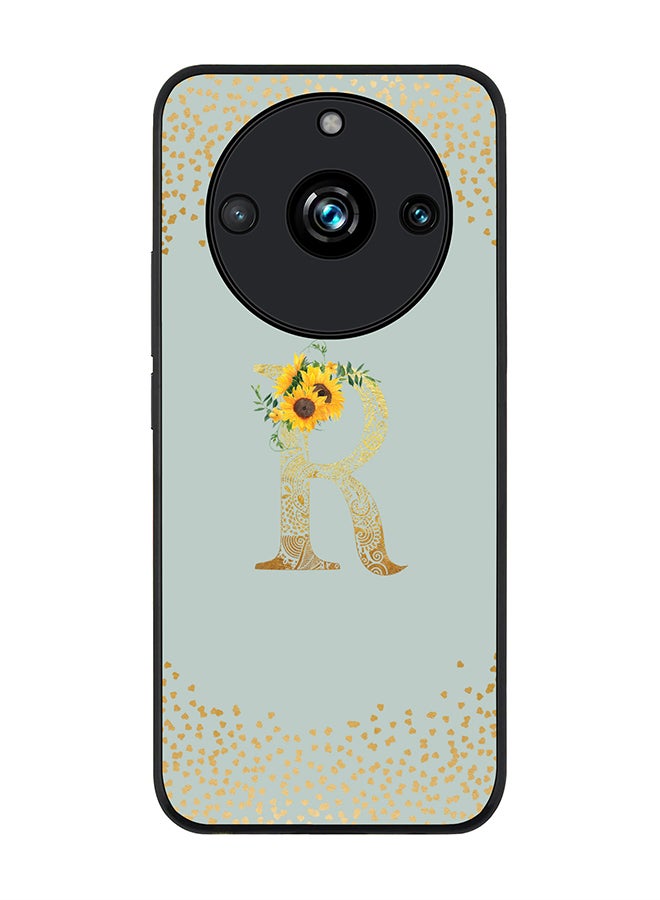Stylizedd Rugged Black Edge case for Realme 11 Pro/Realme 11 Pro+ Case Cover - Custom Monogram Initial Letter Mandala Floral Pattern Alphabet - R (Light Grey) - Image 1