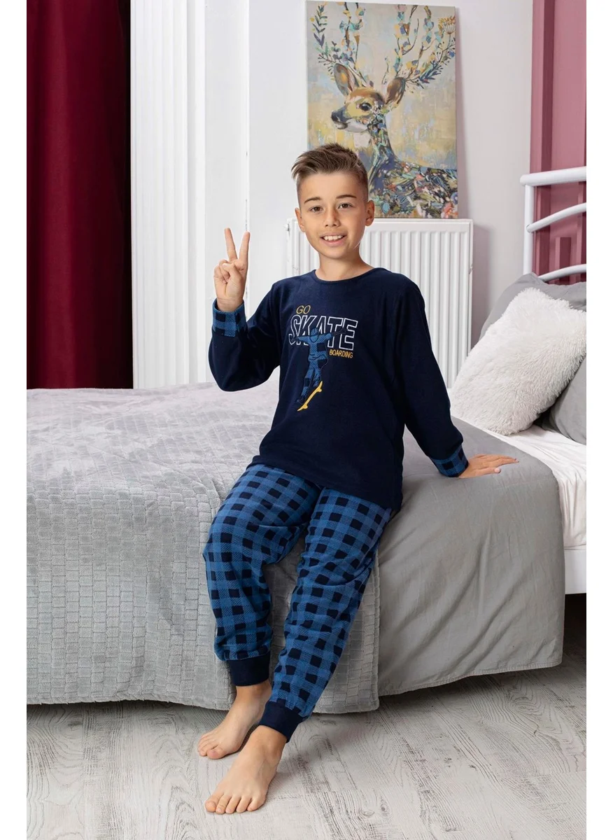 Mutlu City Happy City New Season Autumn/Winter Boy Skate Patterned Polar Fleece Pajama Set 4515