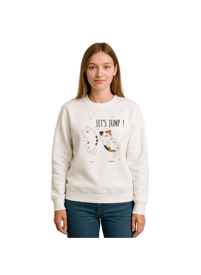 PRINTSHOP4ME Cat Lover Women's Sweatshirt – Long Sleeve,Round Neck,Cotton,Breathable & Stylish Casual Wear  - Image 1