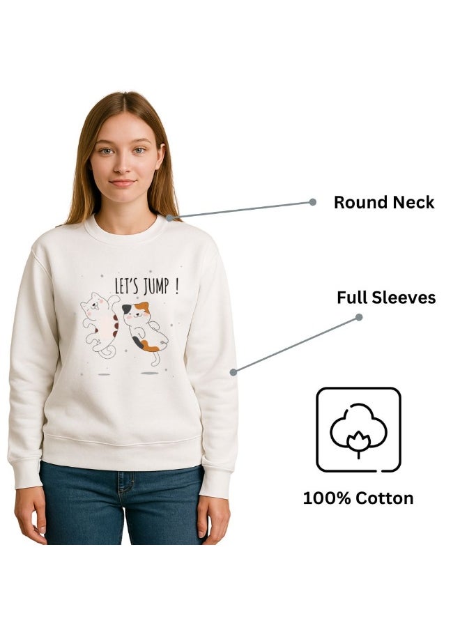 PRINTSHOP4ME Cat Lover Women's Sweatshirt – Long Sleeve,Round Neck,Cotton,Breathable & Stylish Casual Wear  - Image 5