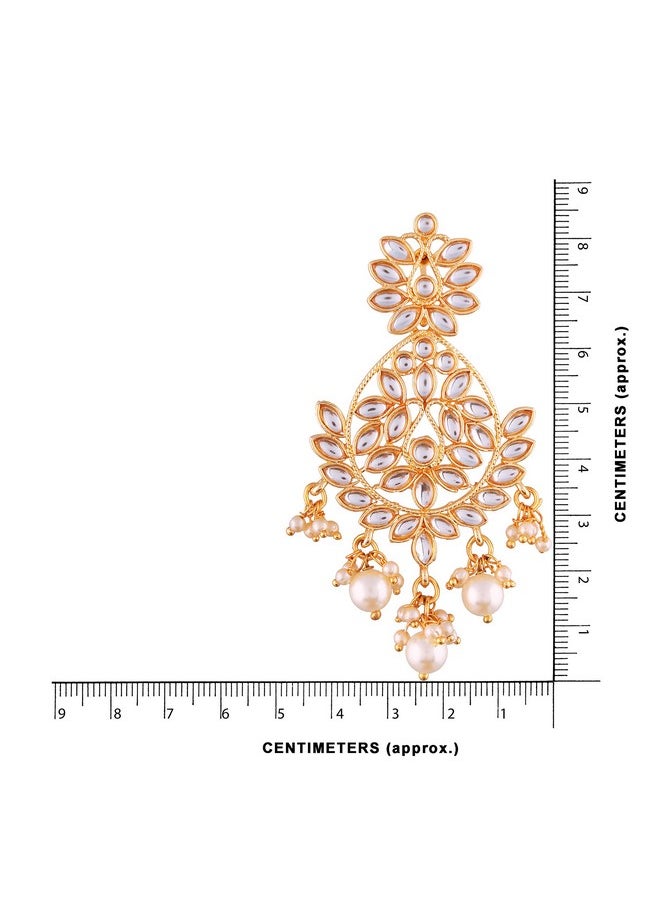 I Jewels I Jewels Traditional Gold Plated Chandbali Earrings Encased With Faux Kundans For Women/Girls (E2465W)  - Image 3
