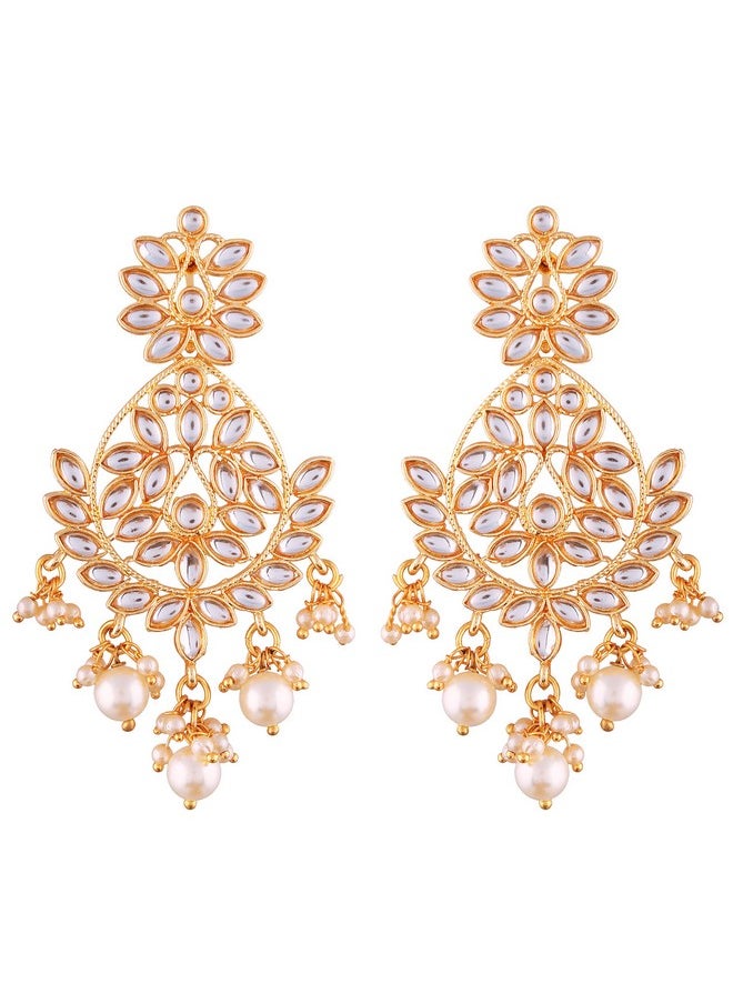 I Jewels I Jewels Traditional Gold Plated Chandbali Earrings Encased With Faux Kundans For Women/Girls (E2465W)  - Image 1