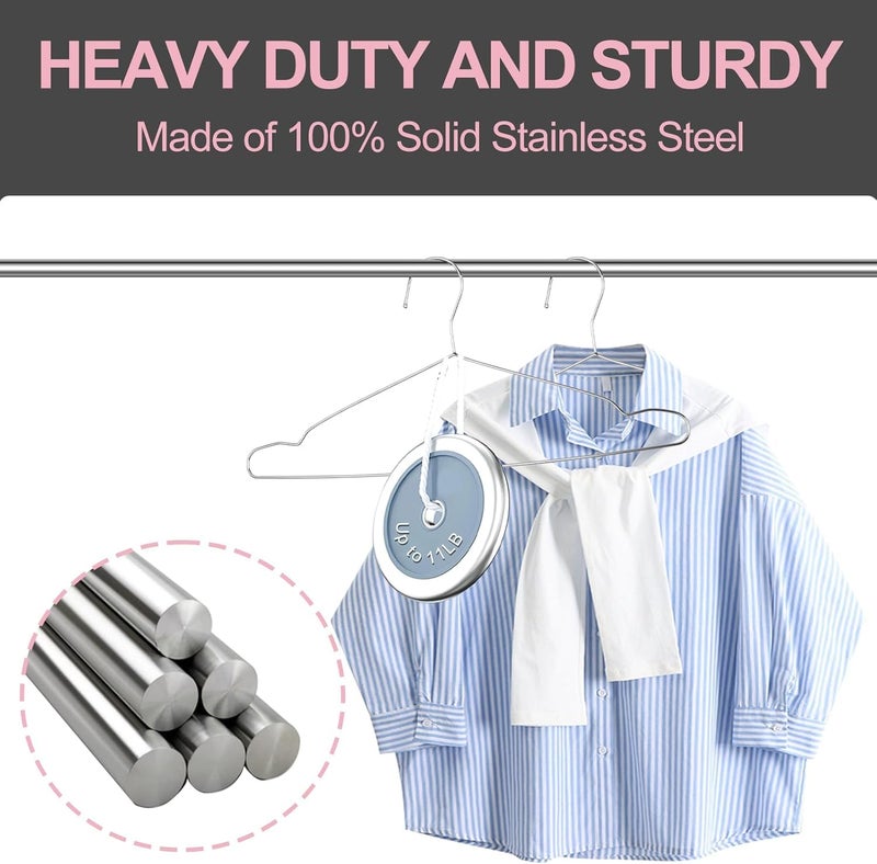UEAKPIC Metal Hangers Heavy Duty 18 Inch Clothes Hangers, Space Saving and Non-Slip Groove Stainless Steel 40 Pack Rustproof Clothes Hangers (11lb & 3.2mm), for Suits, Shirts, Pants, Dresses (Silver) - Image 3