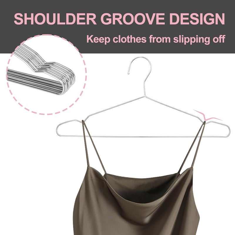 UEAKPIC Metal Hangers Heavy Duty 18 Inch Clothes Hangers, Space Saving and Non-Slip Groove Stainless Steel 40 Pack Rustproof Clothes Hangers (11lb & 3.2mm), for Suits, Shirts, Pants, Dresses (Silver) - Image 5